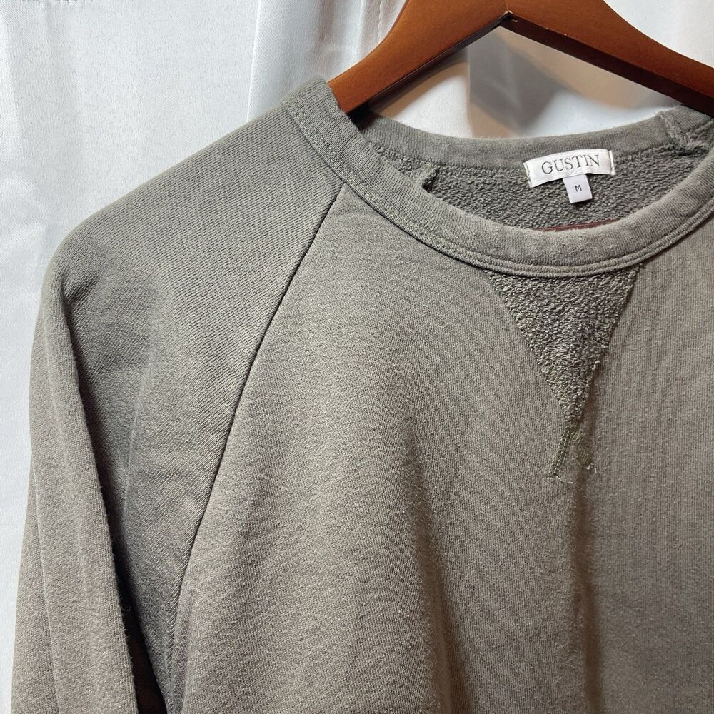 Gustin Sweater Men’s Size M Green Pullover Crew Neck Raglan Knit Sweatshirt